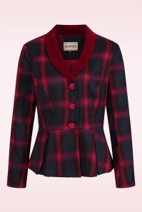 Banned Retro - Tori Tartan blazer jacket in rood en navy