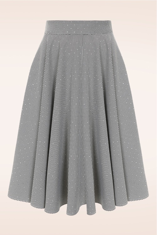 Banned Retro - Felice Sparkly Houndstooth swing rok in zwart en wit 2