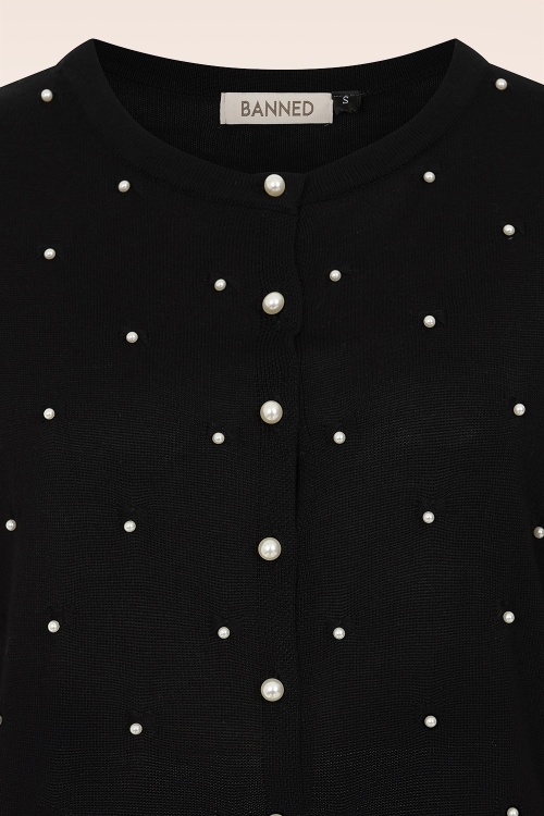 Banned Retro - Pearl cardigan in zwart 3