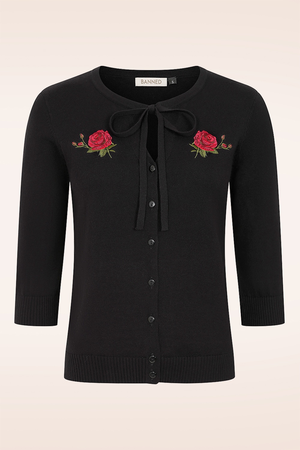 Banned Retro - Midnight Bloom cardigan in zwart
