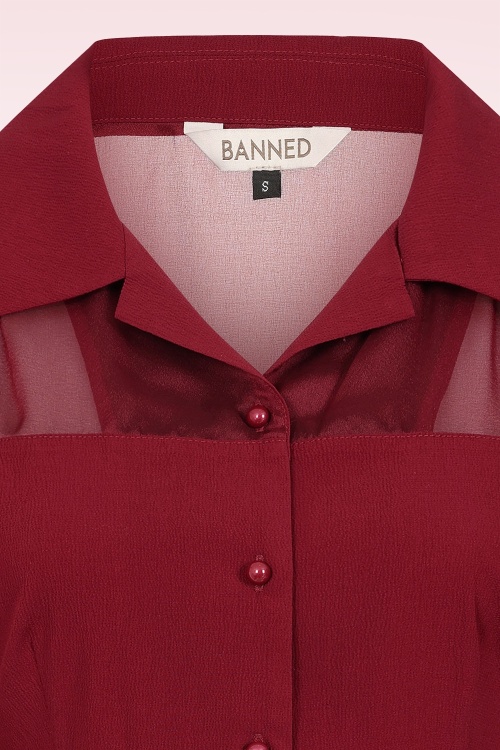 Banned Retro - Bernice blouse in bordeauxrood 3
