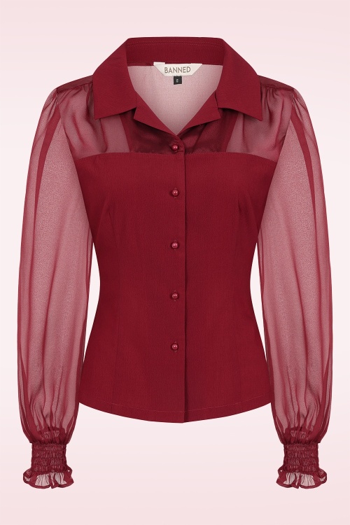 Banned Retro - Bernice blouse in bordeauxrood 2