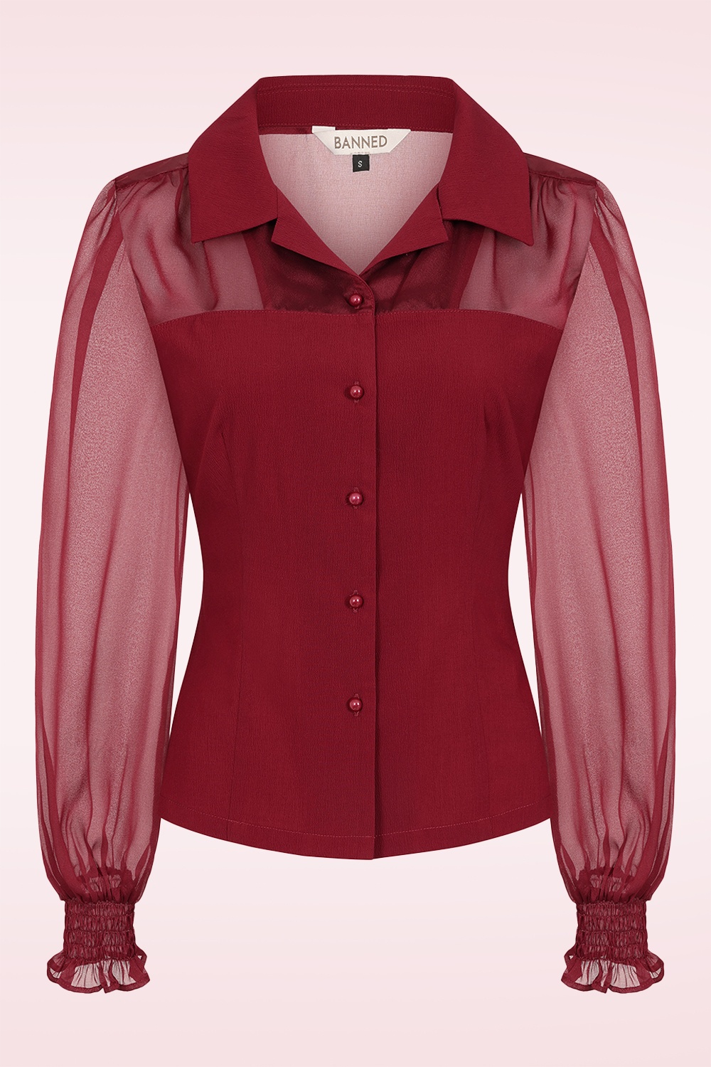 Banned Retro - Bernice blouse in bordeauxrood 2