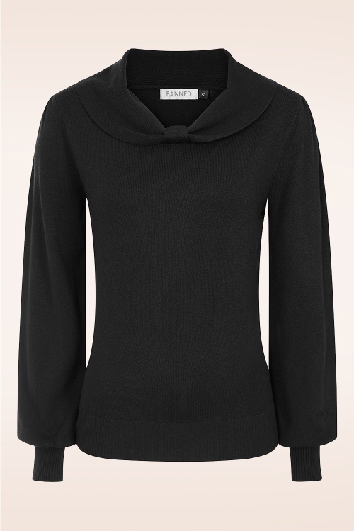 Banned Retro - Selma gebreide top in zwart 2