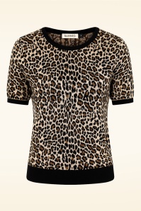 Banned Retro - Lilly gebreide top in leopard 2