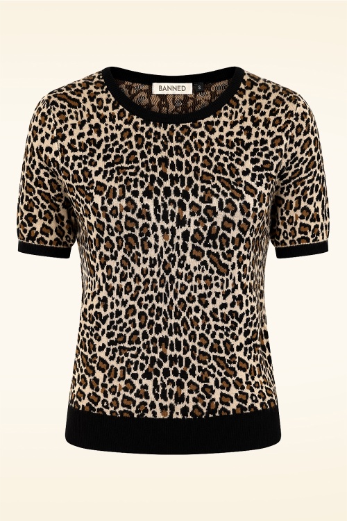 Banned Retro - Lilly gebreide top in leopard 2