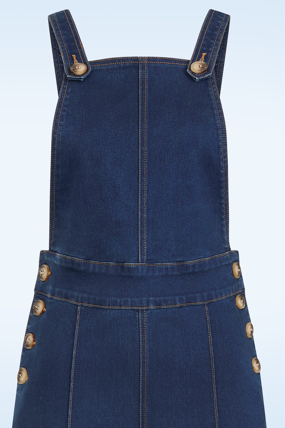 Banned Retro - Colette Denim tuinbroek in donkerblauw 2