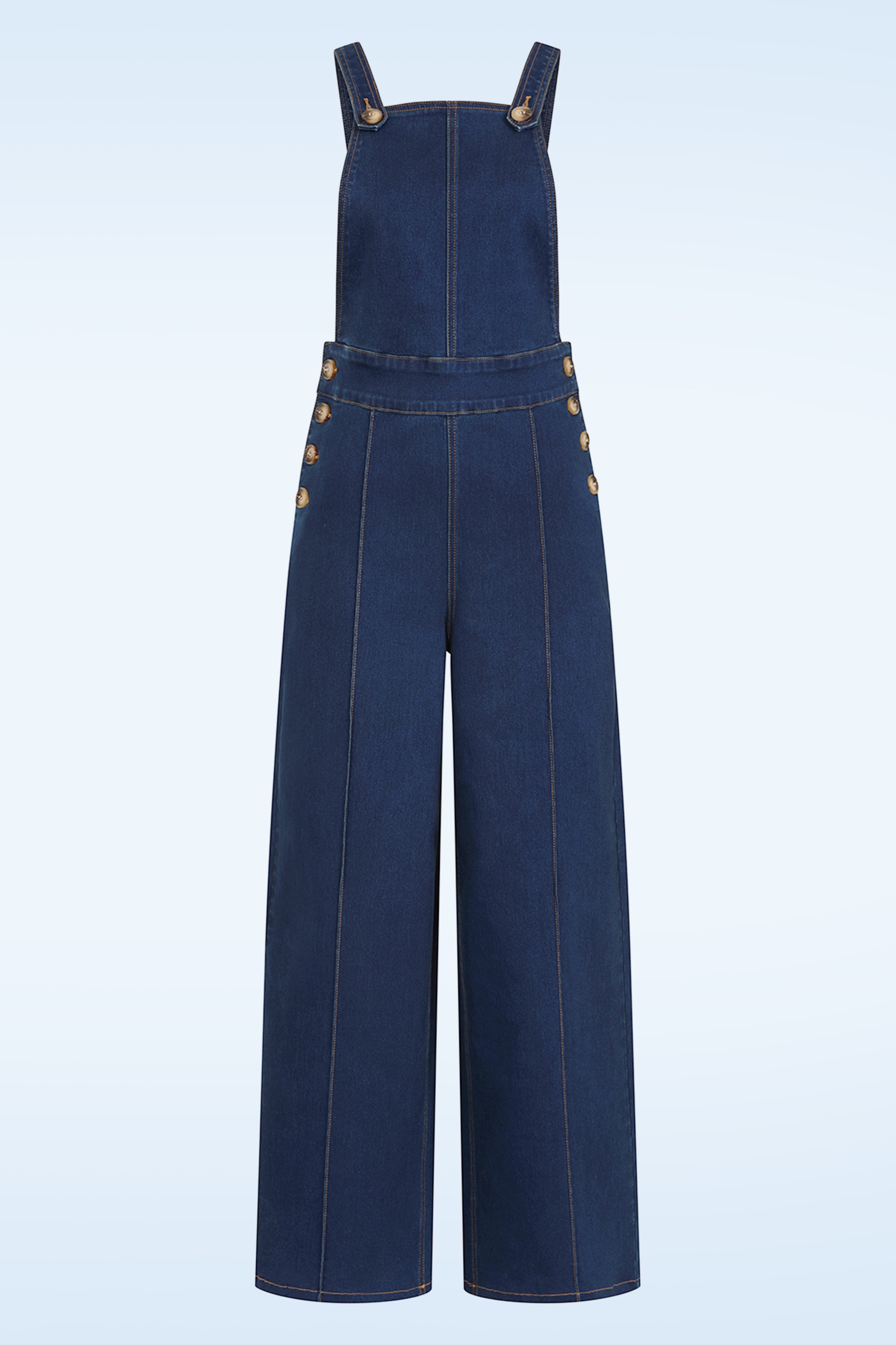 Banned Retro - Colette Denim tuinbroek in donkerblauw