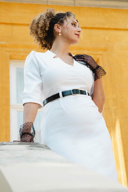 Glamour Bunny Business Babe - Miller pencil jurk in stralend wit 6