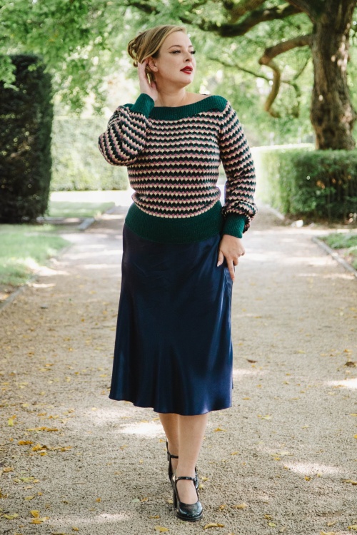 King Louie - Bibi Satin Star midi rok in avondblauw