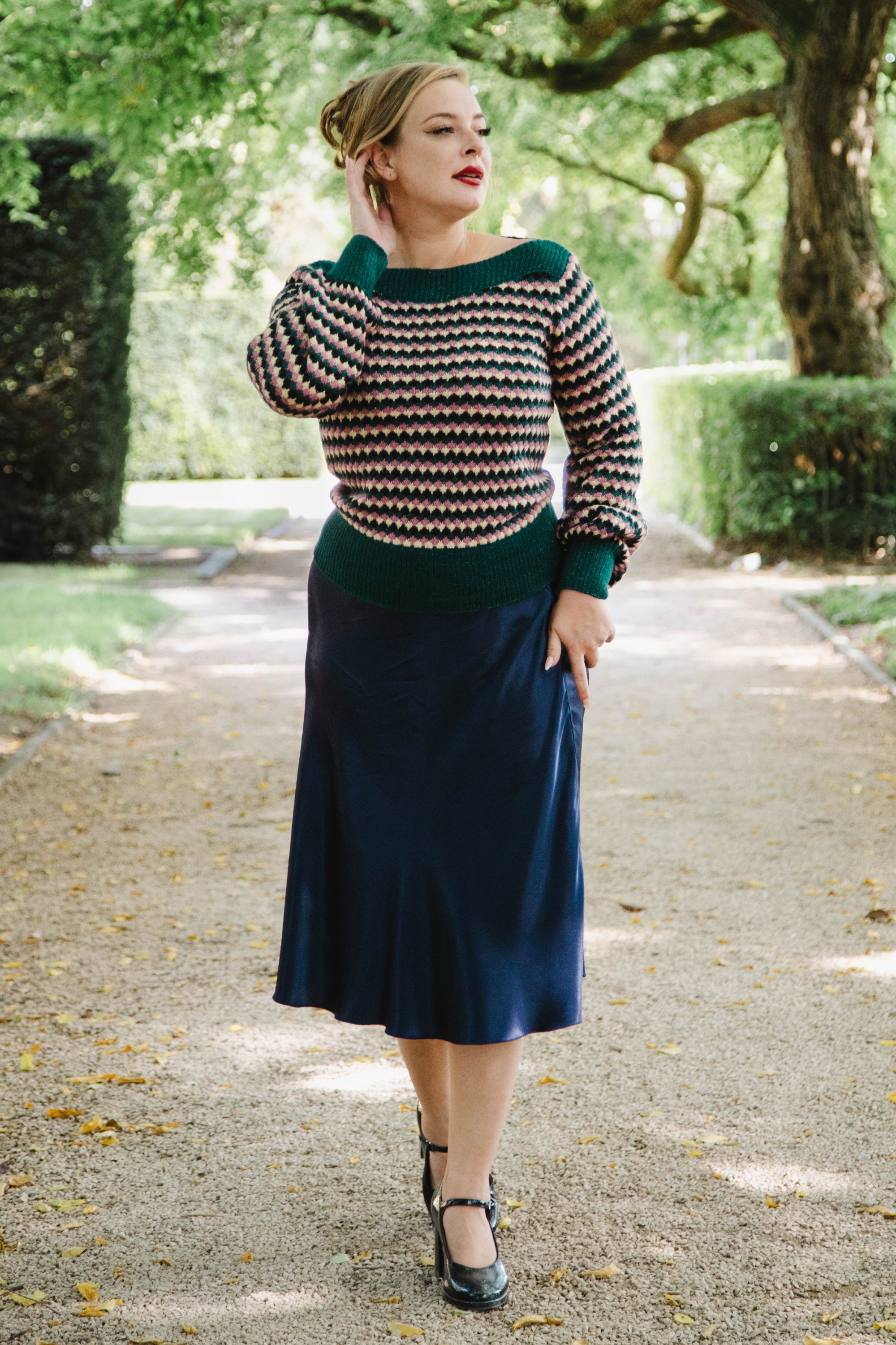 King Louie - Bibi Satin Star midi rok in avondblauw