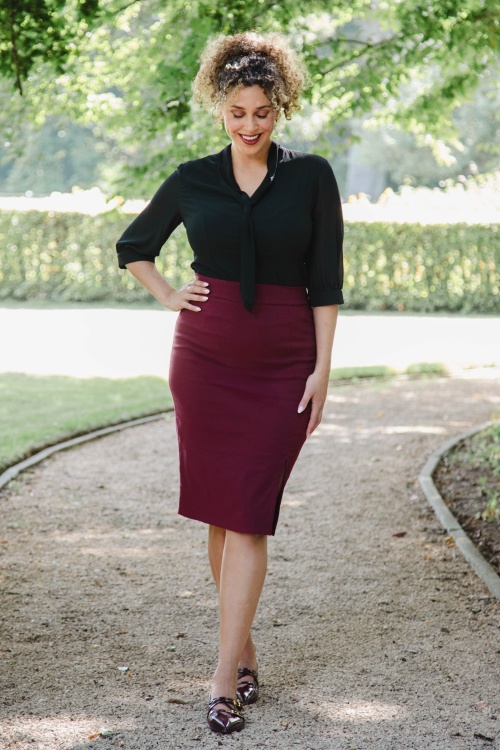Vintage Chic for Topvintage - Topvintage exclusive ~ Erin pencil rok in wijn