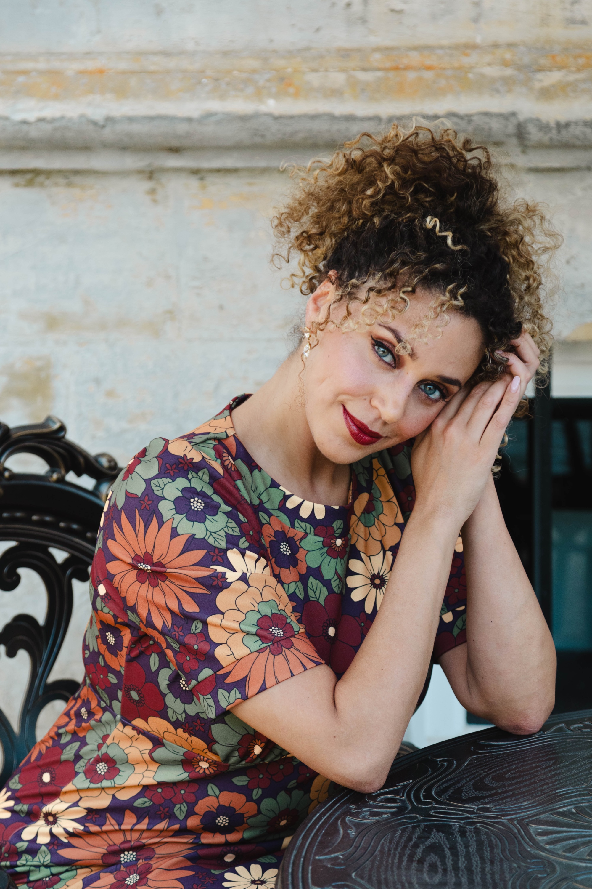 Vintage Chic for Topvintage - Topvintage exclusive ~ Aurora Floral a-lijn jurk in bruin 4