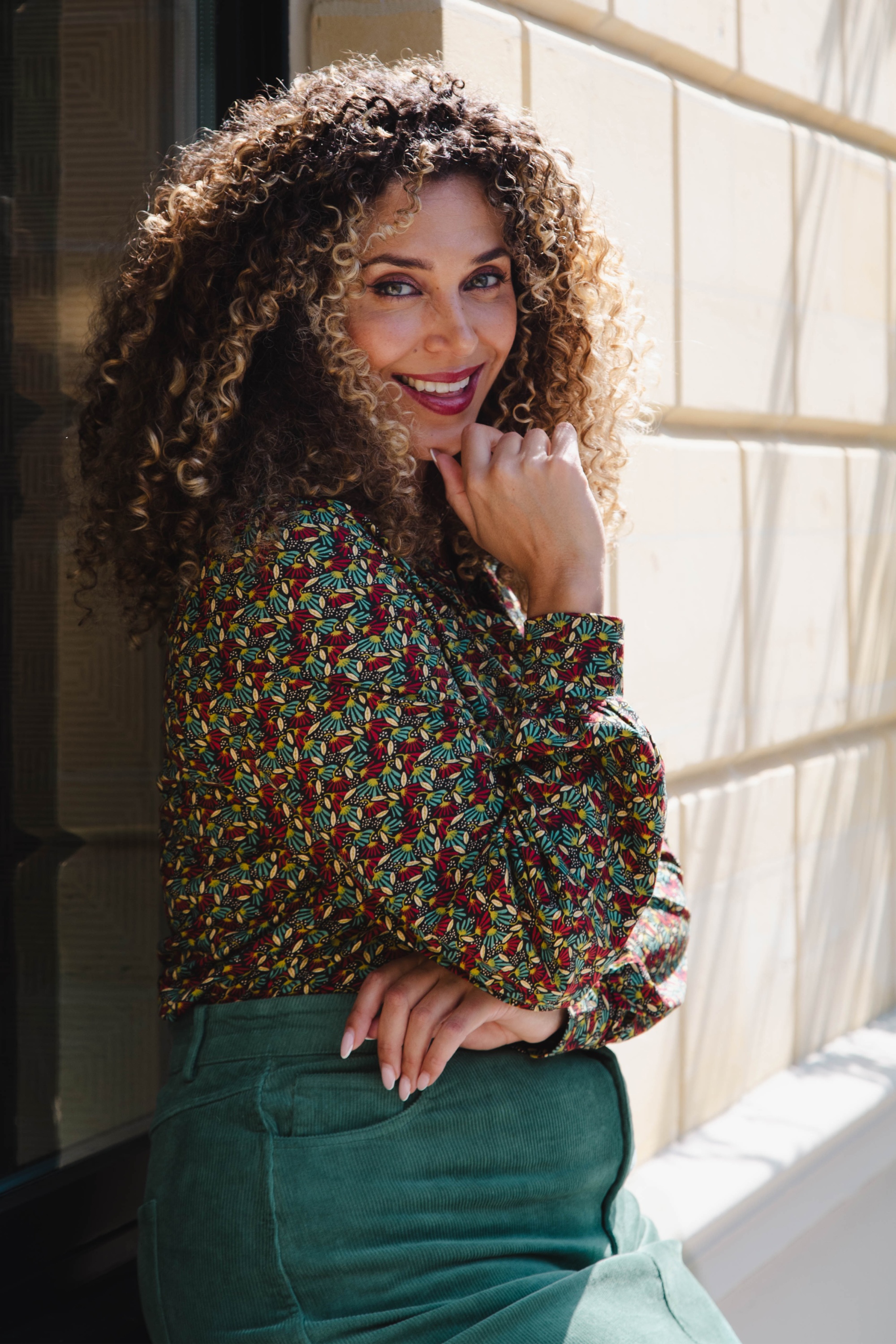 King Louie - Maisie Mirth jersey blouse in rabarber rood 2