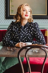 Banned Retro - Bethany blouse in zwart