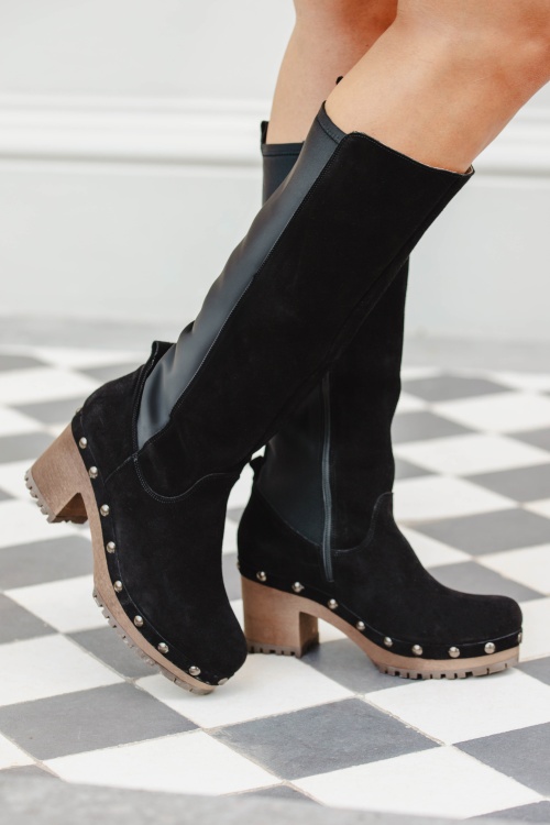 Grünbein - Angelika Suede Clog laarzen in zwart