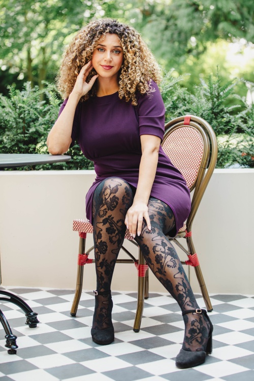 Vintage Chic for Topvintage - Topvintage exclusive ~ Aurora a-lijn jurk in aubergine 3