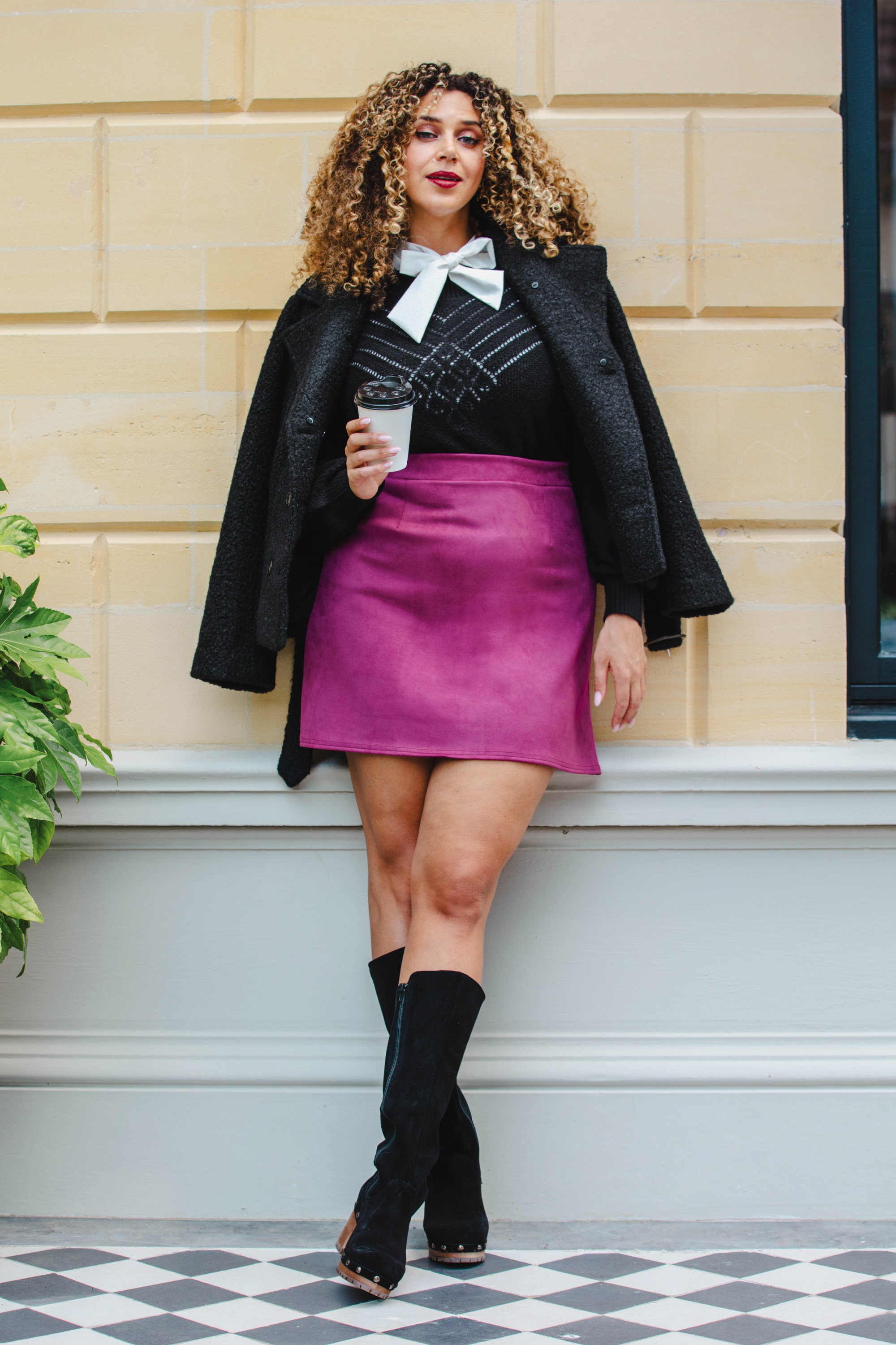 Vintage Chic for Topvintage - Topvintage exclusive ~ Edith suede look a-lijn rok in paars