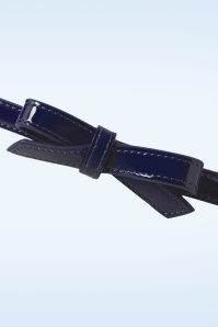 Banned Retro - Gold Rush lak strikriem in marineblauw 2