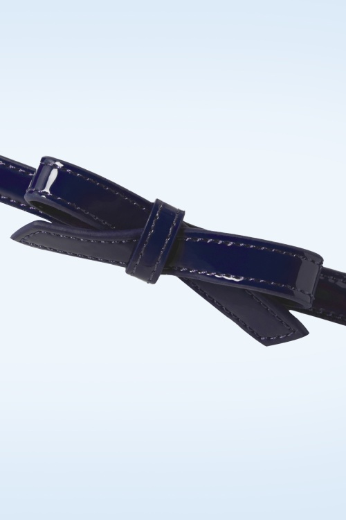 Banned Retro - Gold Rush lak strikriem in marineblauw 2