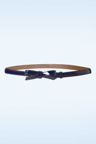 Banned Retro - Gold Rush lak strikriem in marineblauw