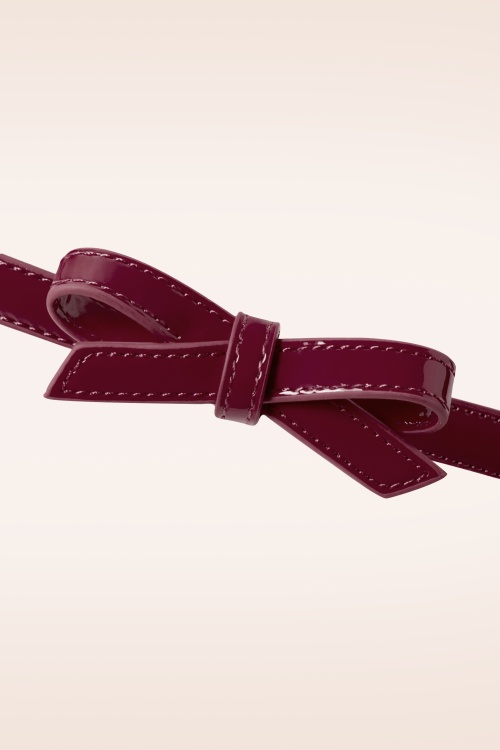 Banned Retro - Gold Rush lak strikriem in bordeauxrood 2