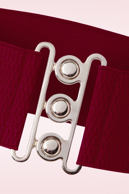Banned Retro - Lauren Vintage stretchriem in bordeauxrood 2