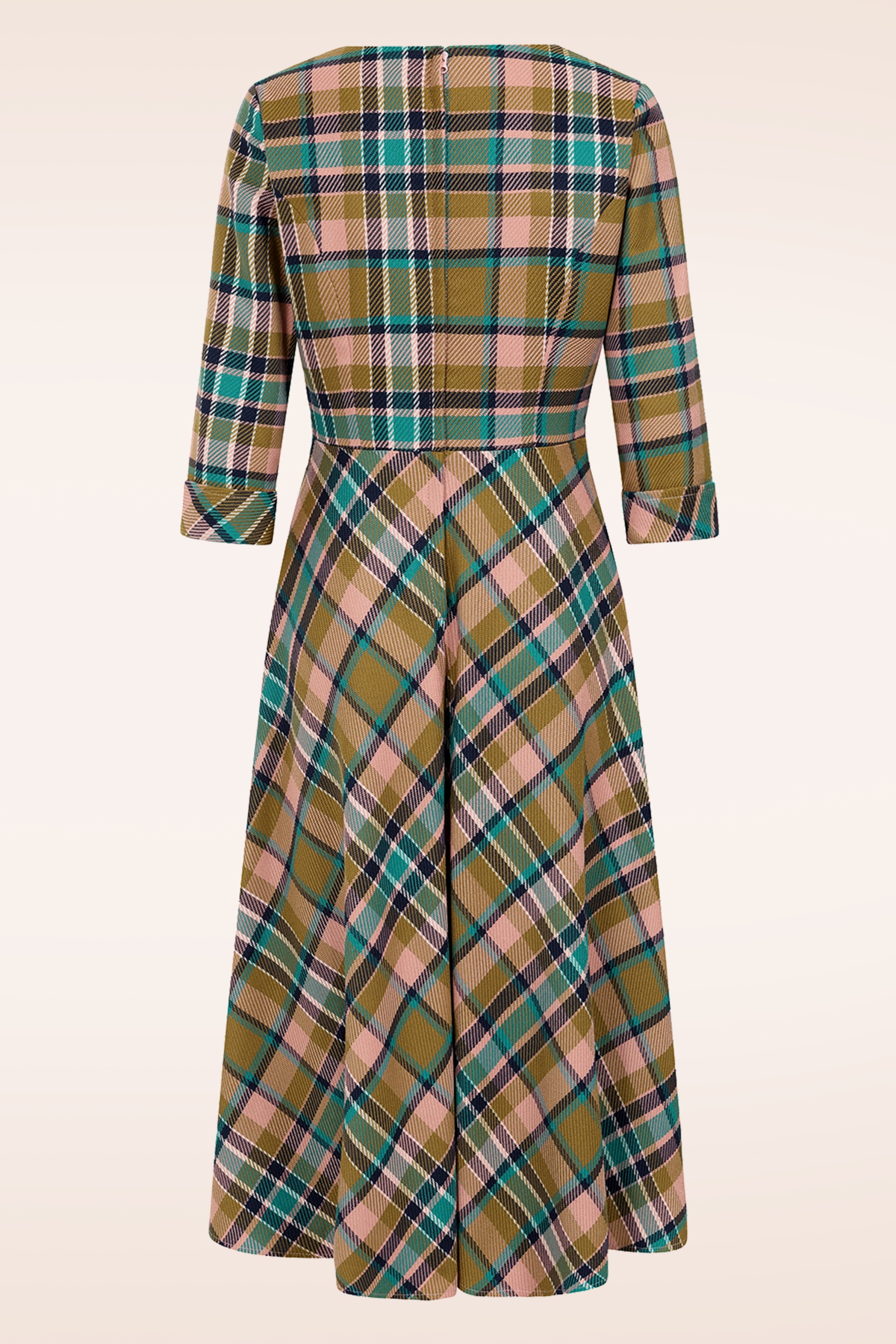 Banned Retro - Didi Checkered swing jurk in poederroze 7