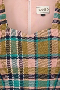 Banned Retro - Didi Checkered swing jurk in poederroze 5