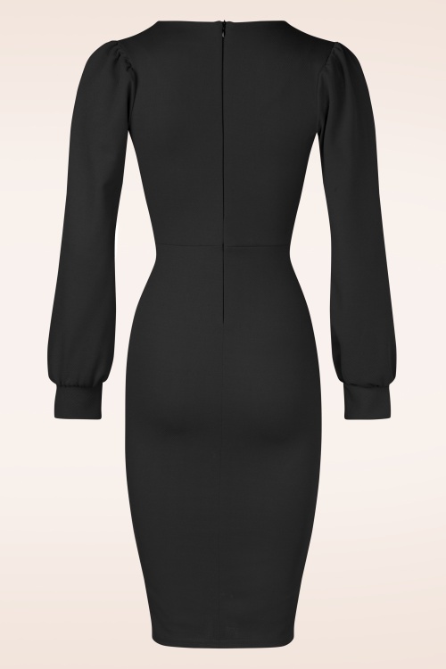 Vintage Chic for Topvintage - Topvintage exclusive ~ Mikaela pencil jurk in zwart 3
