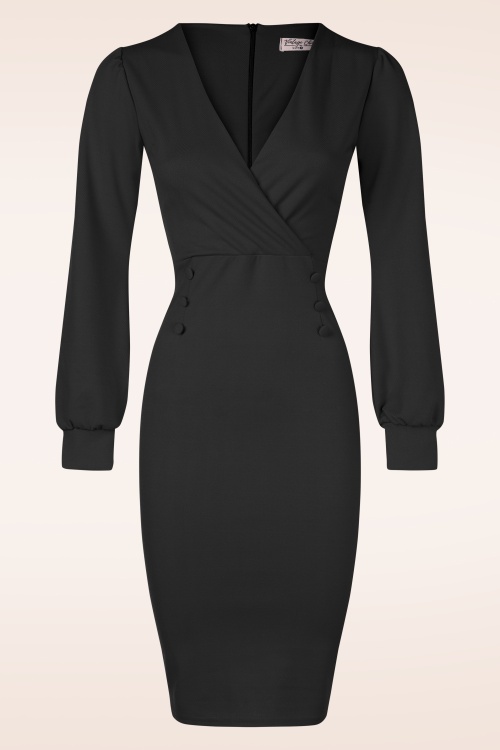 Vintage Chic for Topvintage - Topvintage exclusive ~ Mikaela pencil jurk in zwart