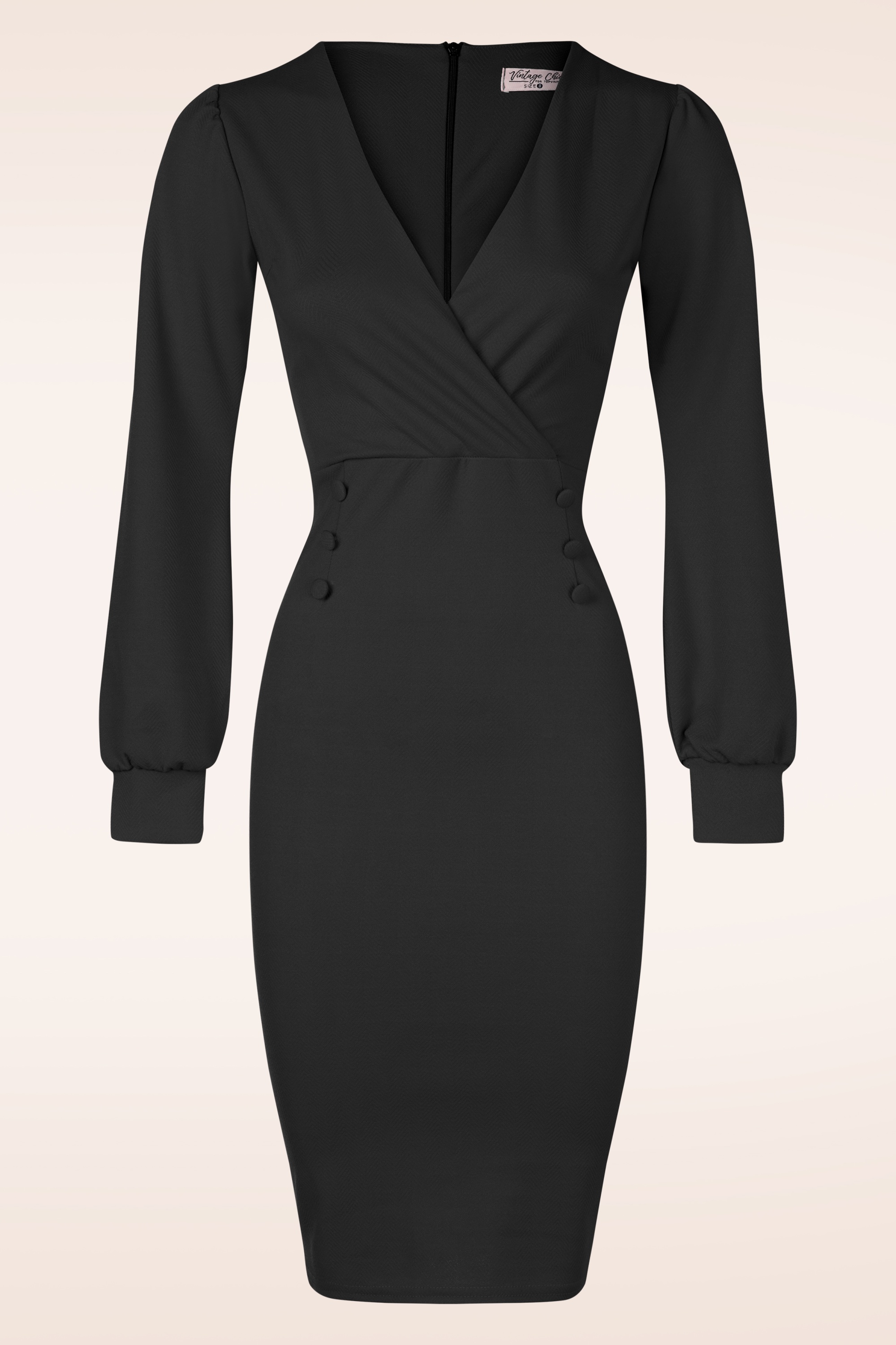 Vintage Chic for Topvintage - Topvintage exclusive ~ Mikaela pencil jurk in zwart