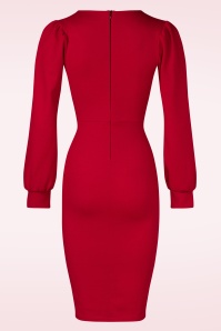 Vintage Chic for Topvintage - Topvintage exclusive ~ Mikaela pencil jurk in lippenstift rood 3