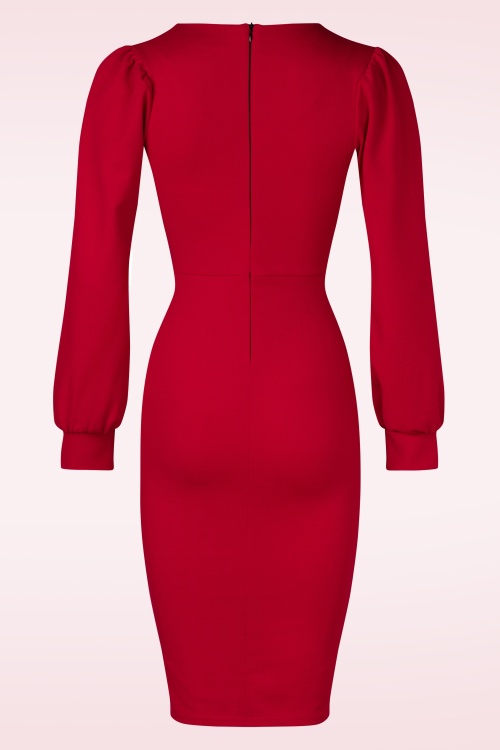 Vintage Chic for Topvintage - Topvintage exclusive ~ Mikaela pencil jurk in lippenstift rood 3