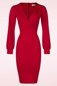 Vintage Chic for Topvintage - Topvintage exclusive ~ Mikaela pencil jurk in lippenstift rood