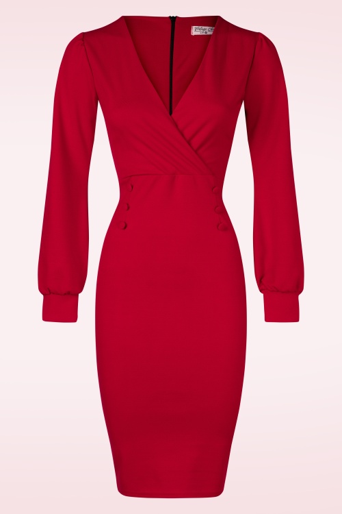Vintage Chic for Topvintage - Topvintage exclusive ~ Mikaela pencil jurk in lippenstift rood