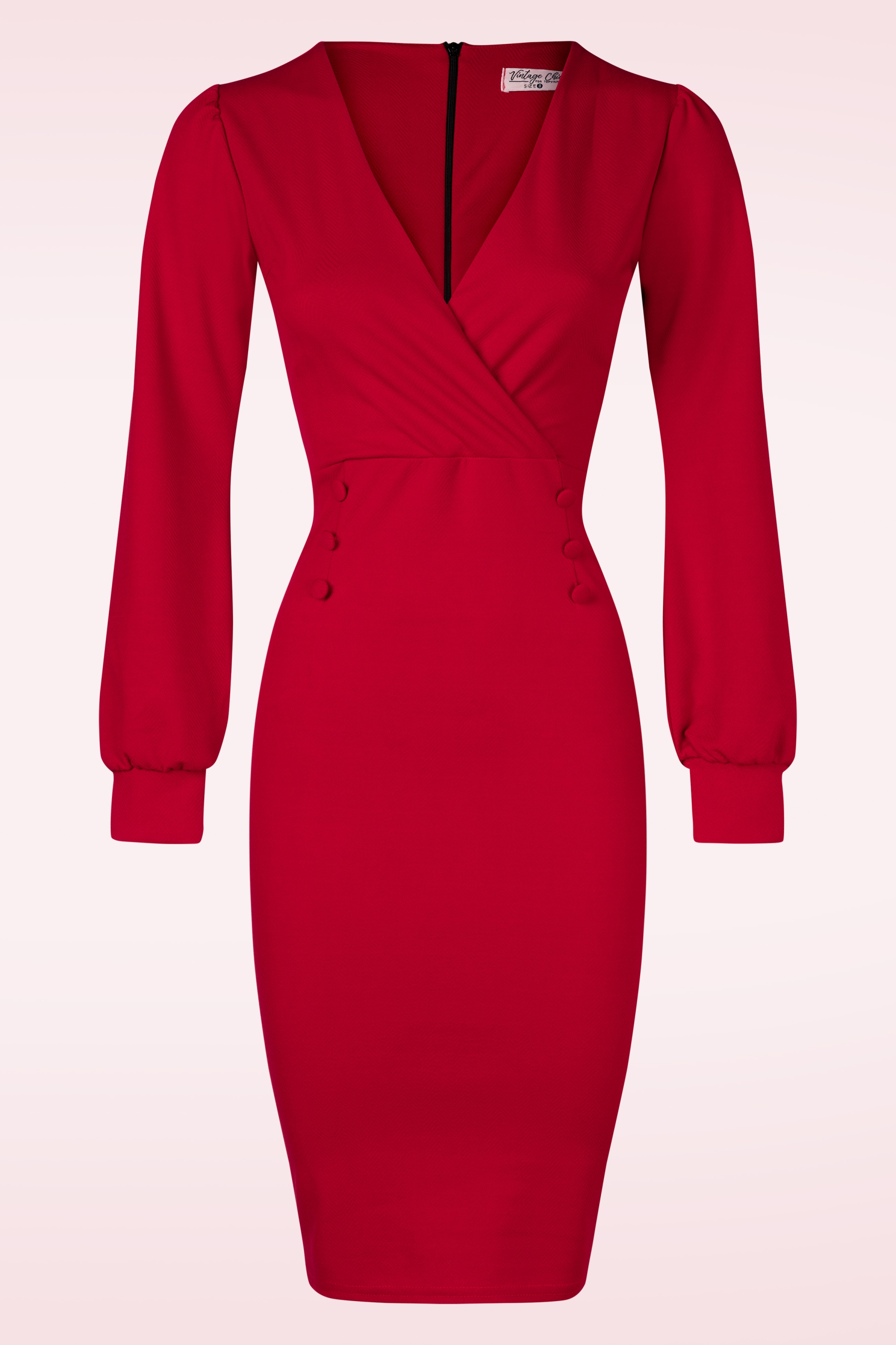 Vintage Chic for Topvintage - Topvintage exclusive ~ Mikaela pencil jurk in lippenstift rood