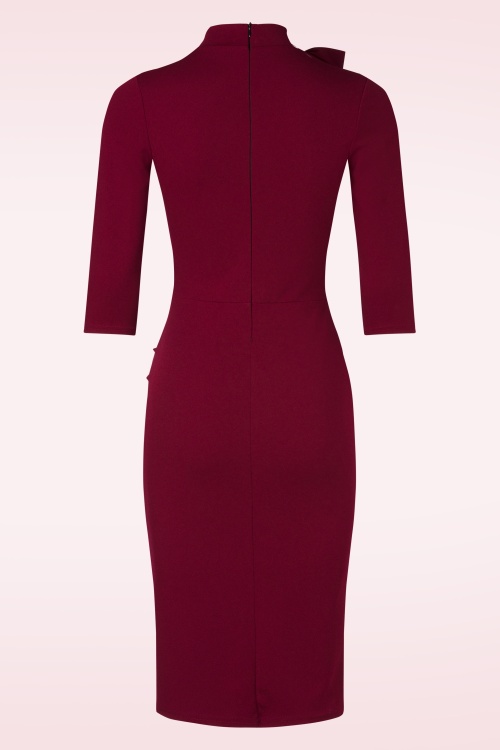 Vintage Chic for Topvintage - Topvintage exclusive ~ Celina pencil jurk in wijnrood 3