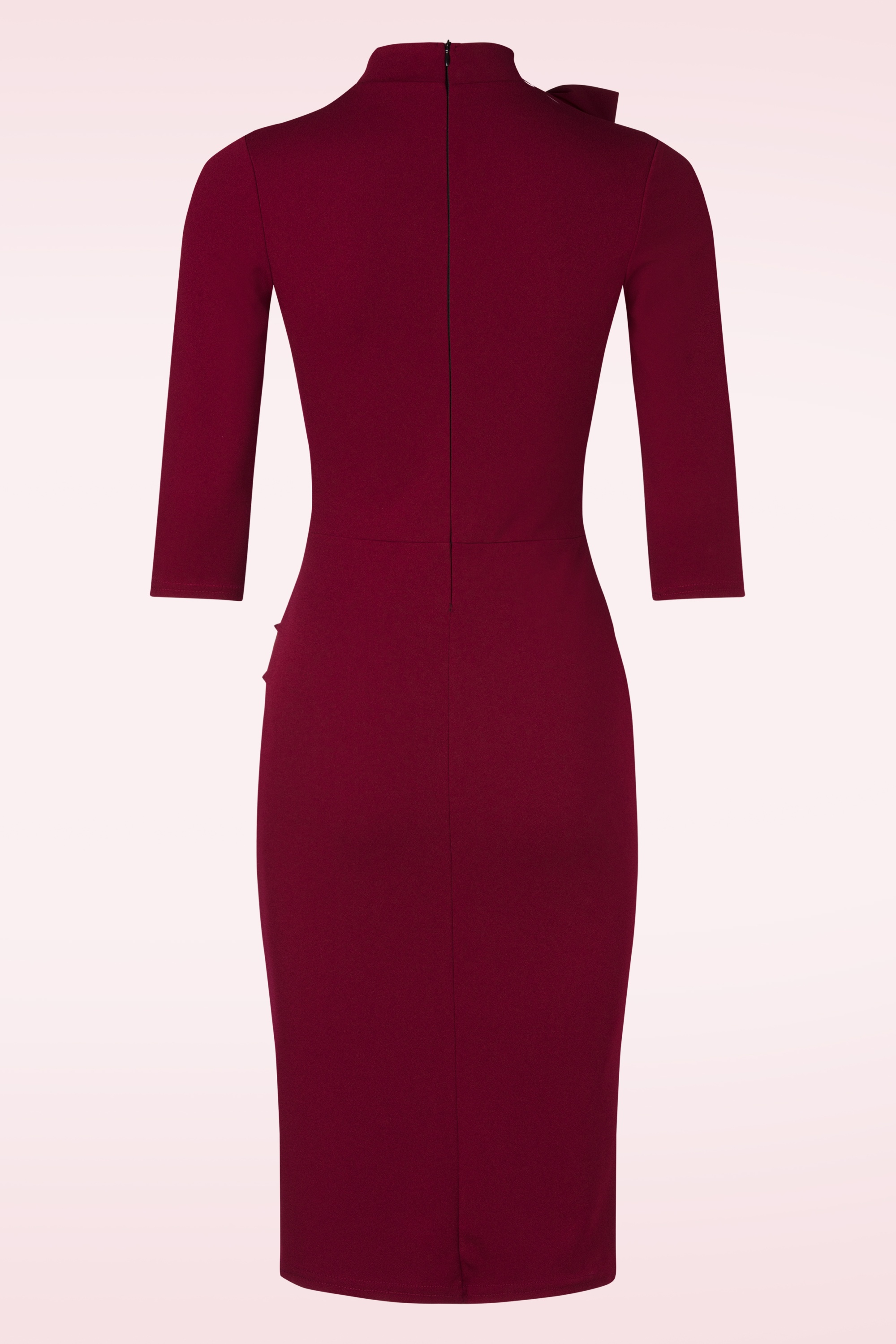 Vintage Chic for Topvintage - Topvintage exclusive ~ Celina pencil jurk in wijnrood 3