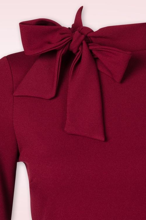 Vintage Chic for Topvintage - Topvintage exclusive ~ Celina pencil jurk in wijnrood 2