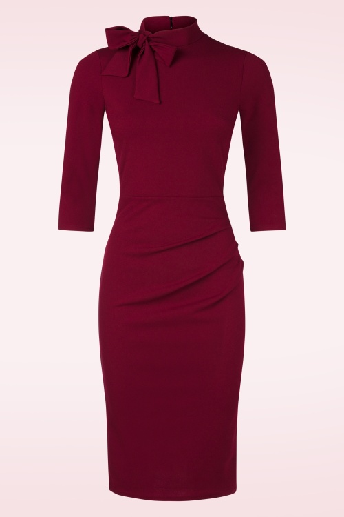 Vintage Chic for Topvintage - Topvintage exclusive ~ Celina pencil jurk in wijnrood