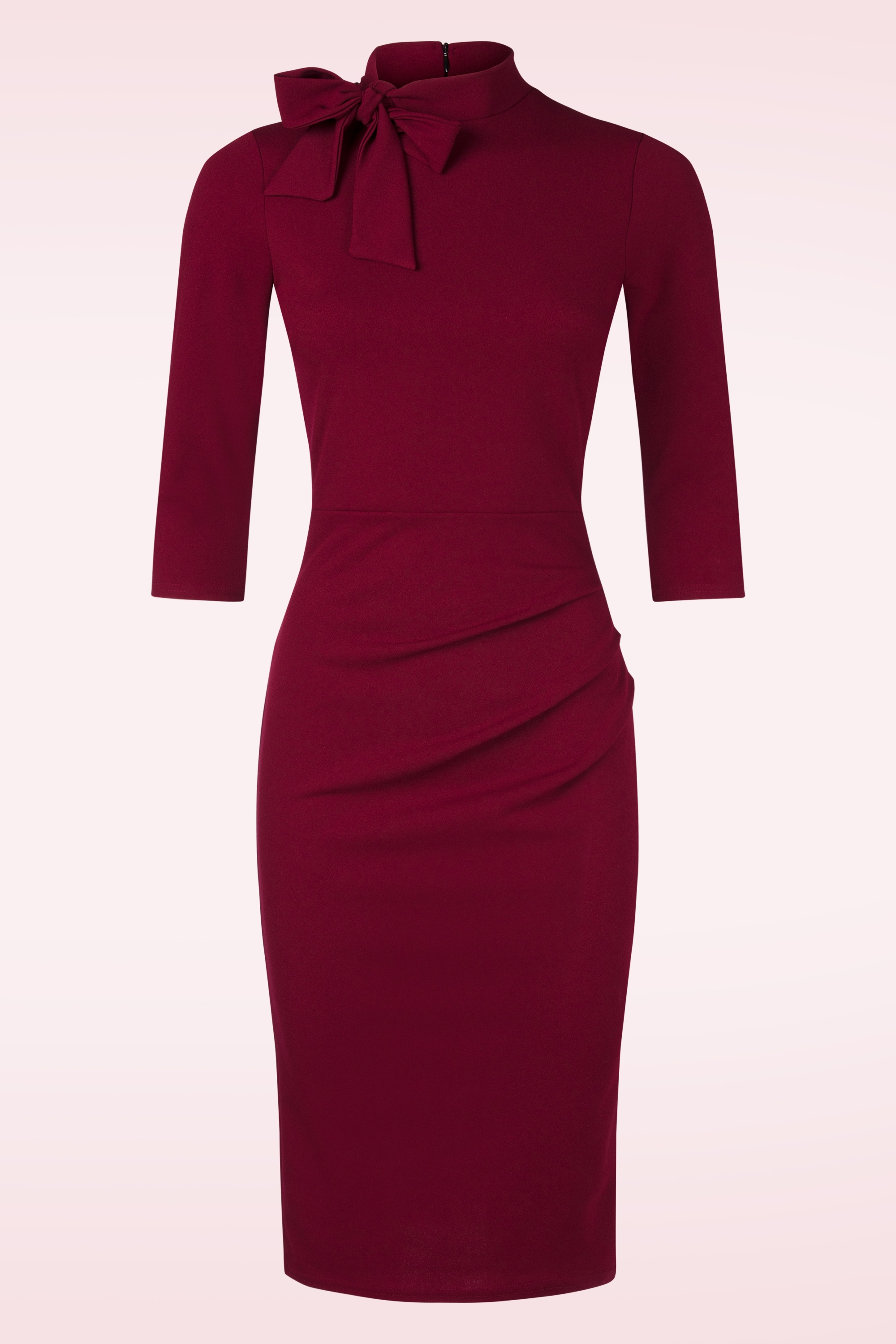 Vintage Chic for Topvintage - Topvintage exclusive ~ Celina pencil jurk in wijnrood