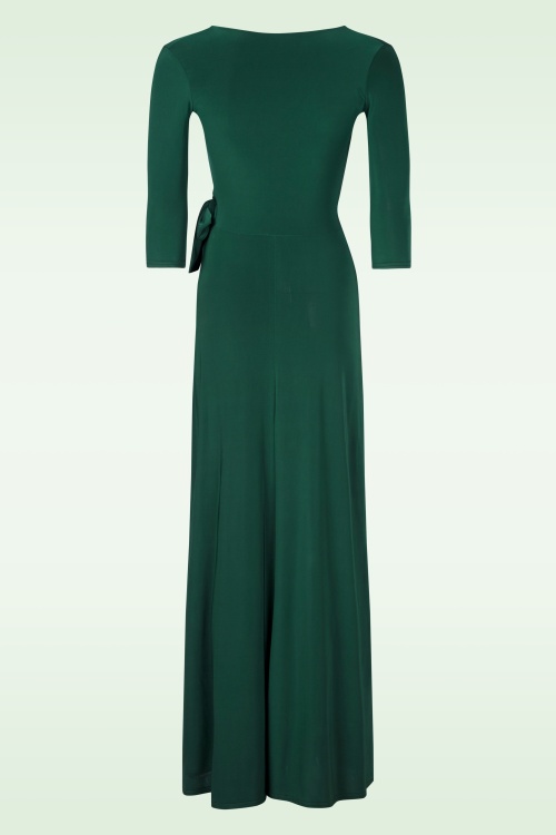 Vintage Chic for Topvintage - Topvintage exclusive ~ Annika slinky maxi jurk in bosgroen 3