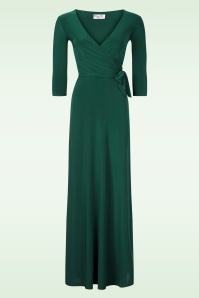 Vintage Chic for Topvintage - Topvintage exclusive ~ Annika slinky maxi jurk in bosgroen