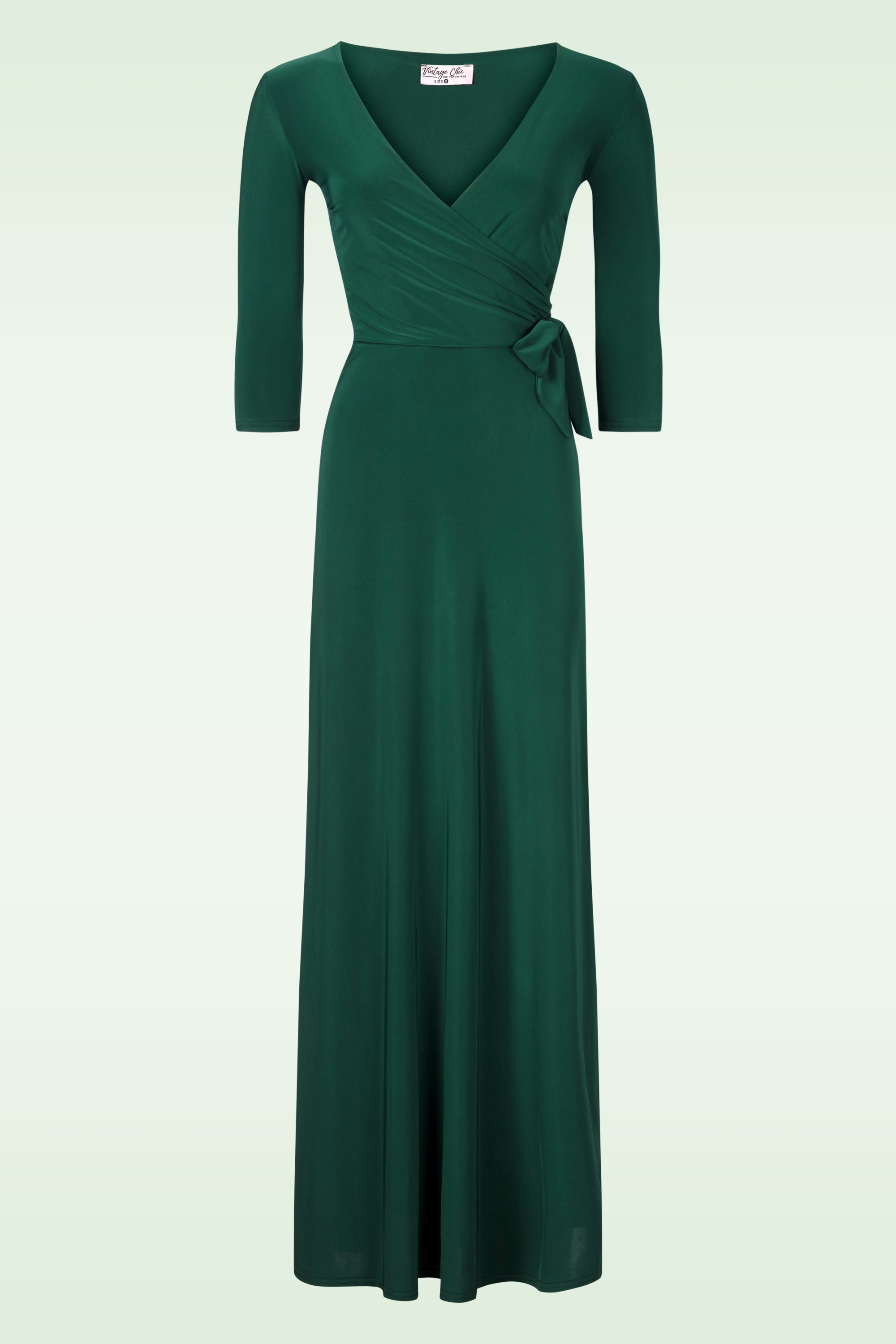 Vintage Chic for Topvintage - Topvintage exclusive ~ Annika slinky maxi jurk in bosgroen