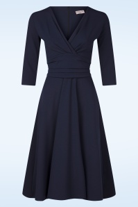 Vintage Chic for Topvintage - Topvintage exclusive ~ Clare swing jurk in marineblauw