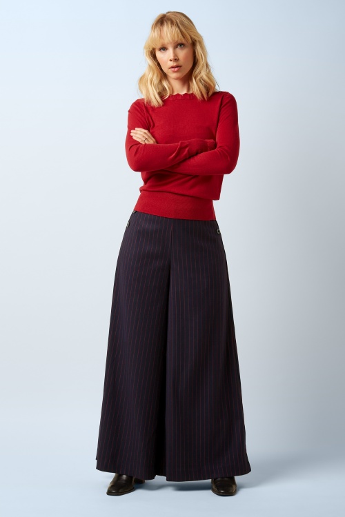 King Louie - Pia Pinstripe pantalon in nachtblauw 2