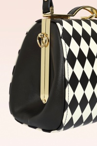 Banned Retro - Rhona Harlequin handtas in zwart en wit 2