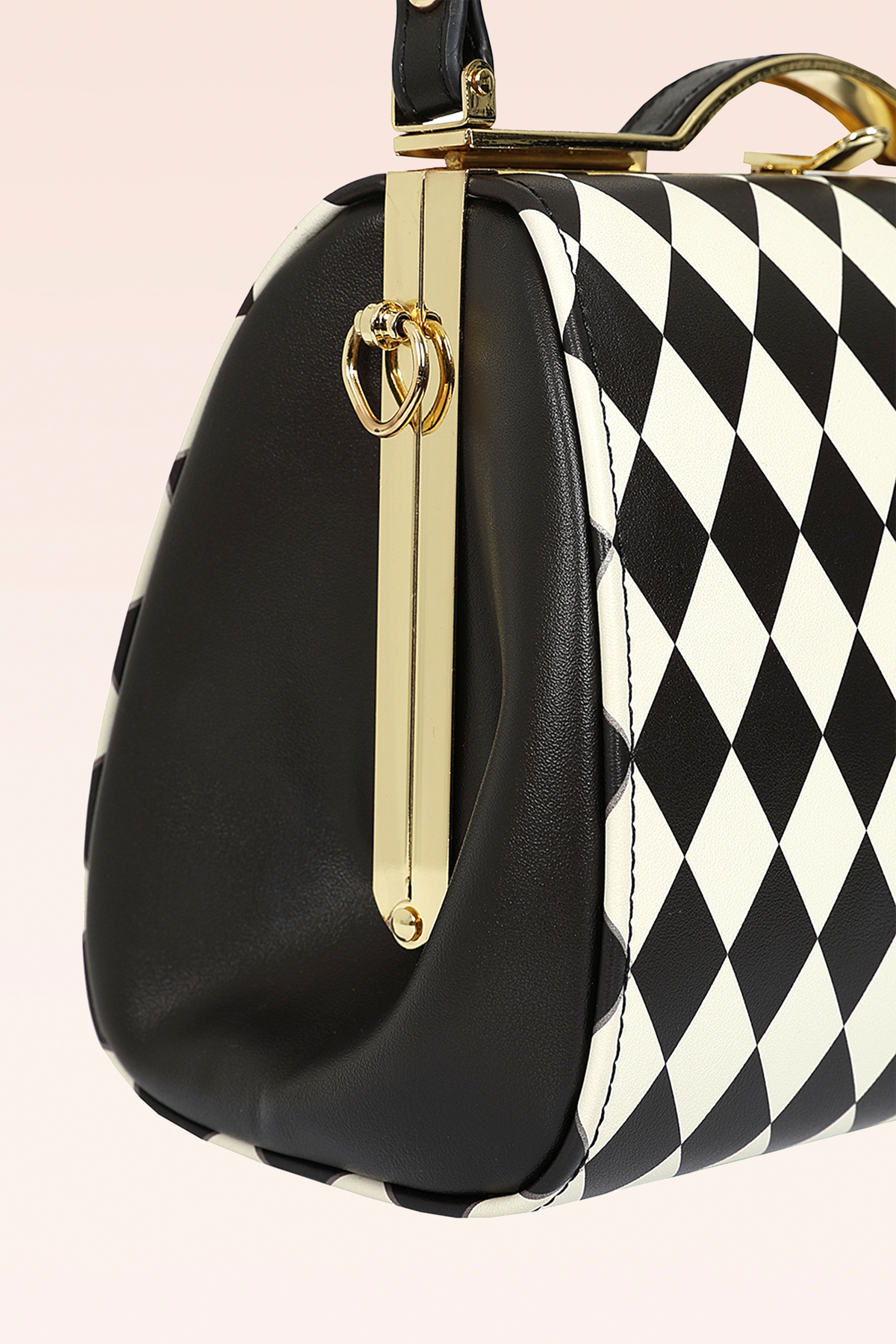 Banned Retro - Rhona Harlequin handtas in zwart en wit 2