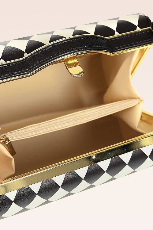 Banned Retro - Rhona Harlequin handtas in zwart en wit 6
